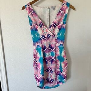 Tobi Women's Pink and Blue Geometric Mini Dress